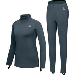 imageWomens Fleece Thermal Underwear Set Lightweight Warm Base Layers Long Johns for Hiking Skiing DivingA Blue