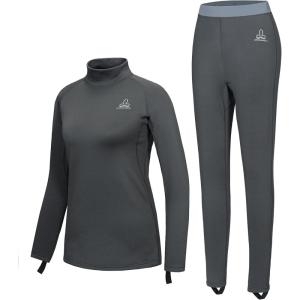 imageWomens Fleece Thermal Underwear Set Lightweight Warm Base Layers Long Johns for Hiking Skiing DivingA Grey