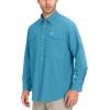 imageLittle Donkey Andy Mens QuickDry Stretch Long Sleeve Shirt for Hiking TravelHorizon Blue