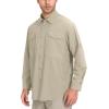 imageLittle Donkey Andy Mens QuickDry Stretch Long Sleeve Shirt for Hiking TravelKhaki
