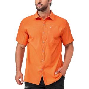 imageLittle Donkey Andy Mens Lightweight Quick Dry Button Down Shirts for Golf Hiking Casual Breathable UPF50Orange