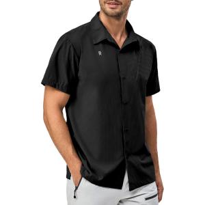 imageLittle Donkey Andy Mens Lightweight Quick Dry Shirts for Hiking Travel Breathable UPF50 Relaxed FitBlack