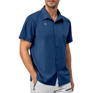 imageLittle Donkey Andy Mens Lightweight Quick Dry Shirts for Hiking Travel Breathable UPF50 Relaxed FitBlue