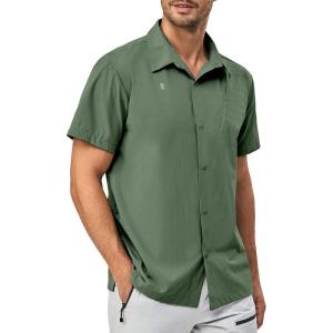 imageLittle Donkey Andy Mens Lightweight Quick Dry Shirts for Hiking Travel Breathable UPF50 Relaxed FitHedge Green