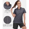 imageLittle Donkey Andy Womens Golf Polo Lightweight Quick Dry Collared 3Buttons T Shirt UPF 50 Moisture Wicking Short SleeveDeep Gray