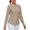 imageLittle Donkey Andy Womens Shirts Long Sleeve 14 Zip UPF50 UV Sun Protection Quick Dry Workout Hiking Athletic ShirtsMicrocollar Dark Khaki