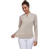 imageLittle Donkey Andy Womens Shirts Long Sleeve 14 Zip UPF50 UV Sun Protection Quick Dry Workout Hiking Athletic ShirtsMicrocollar Light Khaki