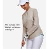 imageLittle Donkey Andy Womens Shirts Long Sleeve 14 Zip UPF50 UV Sun Protection Quick Dry Workout Hiking Athletic ShirtsMicrocollar Light Khaki