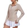 imageLittle Donkey Andy Womens Shirts Long Sleeve 14 Zip UPF50 UV Sun Protection Quick Dry Workout Hiking Athletic ShirtsThumb Hole Khaki Heather