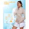 imageLittle Donkey Andy Womens Shirts Long Sleeve 14 Zip UPF50 UV Sun Protection Quick Dry Workout Hiking Athletic ShirtsThumb Hole Khaki Heather