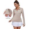 imageLittle Donkey Andy Womens Shirts Long Sleeve 14 Zip UPF50 UV Sun Protection Quick Dry Workout Hiking Athletic ShirtsThumb Hole Khaki Heather