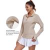imageLittle Donkey Andy Womens Shirts Long Sleeve 14 Zip UPF50 UV Sun Protection Quick Dry Workout Hiking Athletic ShirtsThumb Hole Khaki Heather