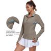 imageLittle Donkey Andy Womens Shirts Long Sleeve 14 Zip UPF50 UV Sun Protection Quick Dry Workout Hiking Athletic ShirtsThumb Hole Vintage Khaki Heather