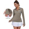 imageLittle Donkey Andy Womens Shirts Long Sleeve 14 Zip UPF50 UV Sun Protection Quick Dry Workout Hiking Athletic ShirtsThumb Hole Vintage Khaki Heather