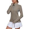 imageLittle Donkey Andy Womens Shirts Long Sleeve 14 Zip UPF50 UV Sun Protection Quick Dry Workout Hiking Athletic ShirtsThumb Hole Vintage Khaki Heather