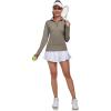 imageLittle Donkey Andy Womens Shirts Long Sleeve 14 Zip UPF50 UV Sun Protection Quick Dry Workout Hiking Athletic ShirtsThumb Hole Vintage Khaki Heather