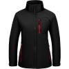 imageLittle Donkey Andy Womens Softshell Hiking Jackets Ski Snow Fleece Lined Lightweight Windproof Removable HoodBlack