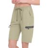 imageLittle Donkey Andy Womens Ultra Stretch Quick Dry Lightweight Bermuda Shorts Drawstring Zipper Pocket Hiking Travel WorkoutA03 Khaki