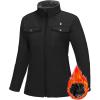 imageLittle Donkey Andy Womens Lightweight Stand Collar Jacket Water Resistant Windbreaker Fleece Lined Warm CoatBlack