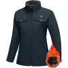 imageLittle Donkey Andy Womens Lightweight Stand Collar Jacket Water Resistant Windbreaker Fleece Lined Warm CoatBlack Blue