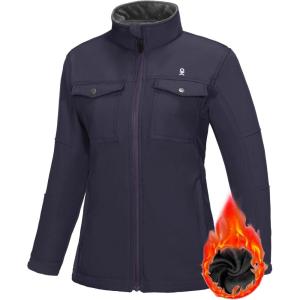imageLittle Donkey Andy Womens Lightweight Stand Collar Jacket Water Resistant Windbreaker Fleece Lined Warm CoatPurple
