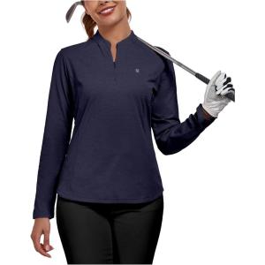 imageLittle Donkey Andy Womens Shirts Long Sleeve 14 Zip UPF50 UV Sun Protection Quick Dry Workout Hiking Athletic ShirtsMicrocollar Purple