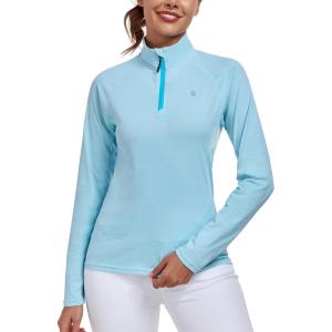 imageLittle Donkey Andy Womens Shirts Long Sleeve 14 Zip UPF50 UV Sun Protection Quick Dry Workout Hiking Athletic ShirtsThumb Blue Heather