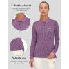imageLittle Donkey Andy Womens Long Sleeve Golf Athletic Polo Shirt Lightweight Quick Dry UPF50 MoistureWicking 3Button DesignHeather Purple