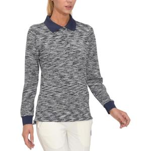 imageLittle Donkey Andy Womens Long Sleeve Golf Athletic Polo Shirt Lightweight Quick Dry UPF50 MoistureWicking 3Button DesignHeather Blue