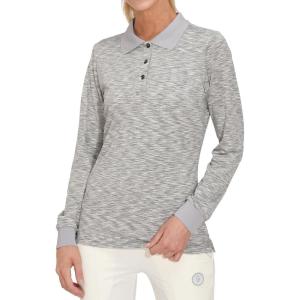 imageLittle Donkey Andy Womens Long Sleeve Golf Athletic Polo Shirt Lightweight Quick Dry UPF50 MoistureWicking 3Button DesignHeather Gray