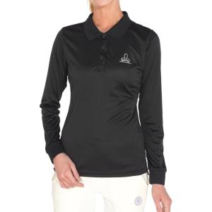 imageLittle Donkey Andy Womens Long Sleeve Golf Athletic Polo Shirt Lightweight Quick Dry UPF50 MoistureWicking 3Button DesignPure Black