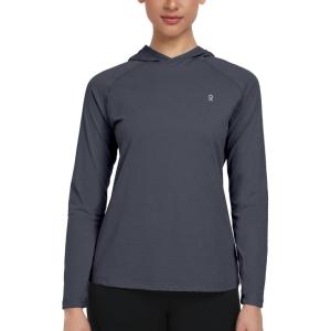 imageLittle Donkey Andy Womens Quick Dry Sun Protection UPF Hoodie Shirt Long Sleeve Breathable for Fishing Hiking OutdoorDeep Gray