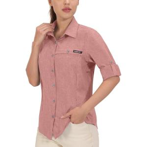imageLittle Donkey Andy Womens UV Protection Shirt UPF 50 Breathable Long Sleeve Fishing Shirt AirHoles TechCoral Heather
