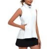 imageLittle Donkey Andy Womens Golf Vest Outerwear with Pleated Hem Sleeveless Athletic Jacket for Running Yoga TennisGolf Vestwhite