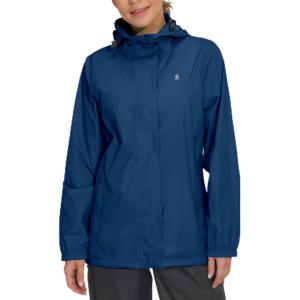 imageLittle Donkey Andy Womens Packable Rain Jacket Waterproof Lightweight Rain Coat with Hood for Golf Cycling HikingClassic Blue