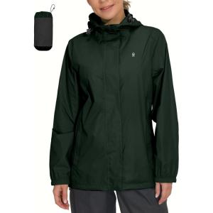 imageLittle Donkey Andy Womens Packable Rain Jacket Waterproof Lightweight Rain Coat with Hood for Golf Cycling HikingRifle Green
