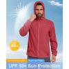 imageLittle Donkey Andy Mens UPF 50 Lightweight Full Zip Packable Hoodie Jackets Long Sleeve Sun Shirt for HikingRacing Red