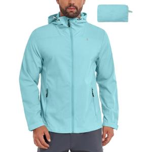 imageLittle Donkey Andy Mens UPF 50 Lightweight Full Zip Packable Hoodie Jackets Long Sleeve Sun Shirt for HikingBlue Tint
