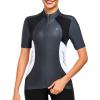 imageLittle Donkey Andy Womens Half Zip Breathable Cycling Vests Reflective Sleeveless Jerseys Shirts Running 4 Rear PocketsShort Sleevesteel Grey