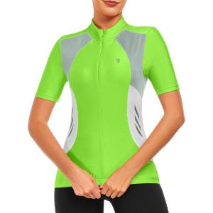 imageLittle Donkey Andy Womens Half Zip Breathable Cycling Vests Reflective Sleeveless Jerseys Shirts Running 4 Rear PocketsShort Sleevefluorescent Yellow