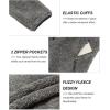 imageWomens Fleece Sherpa Jacket Fuzzy Long Sleeve Casual Coat Zip Up Warm Winter Fall Outerwear with PocketsGrey