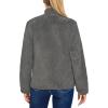 imageWomens Fleece Sherpa Jacket Fuzzy Long Sleeve Casual Coat Zip Up Warm Winter Fall Outerwear with PocketsGrey