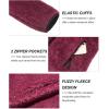 imageWomens Fleece Sherpa Jacket Fuzzy Long Sleeve Casual Coat Zip Up Warm Winter Fall Outerwear with PocketsRed