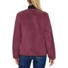 imageWomens Fleece Sherpa Jacket Fuzzy Long Sleeve Casual Coat Zip Up Warm Winter Fall Outerwear with PocketsRed
