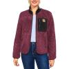 imageWomens Fleece Sherpa Jacket Fuzzy Long Sleeve Casual Coat Zip Up Warm Winter Fall Outerwear with PocketsRed