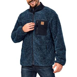 imageLittle Donkey Andy Mens Fleece Lined Jacket Fuzzy Sherpa Full Zip Thermal Coat Lightweight Outwear for Fall WinterDark Blue