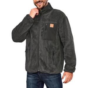 imageLittle Donkey Andy Mens Fleece Lined Jacket Fuzzy Sherpa Full Zip Thermal Coat Lightweight Outwear for Fall WinterPure Gray