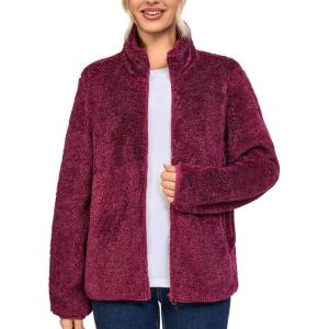 imageLittle Donkey Andy Womens Winter Hoodies Sherpa Fleece Jacket Warm Lightweight Sweatshirt Zip Up Outerwear Fuzzy CoatBpurple