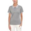 imageLittle Donkey Andy Womens Lightweight Sport Cool DRI UPF 50 Polo Shirt MoistureWicking Performance with 3ButtonsPure Grey