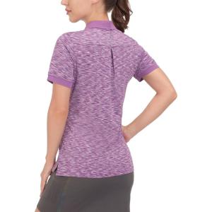 imageLittle Donkey Andy Womens Lightweight Sport Cool DRI UPF 50 Polo Shirt MoistureWicking Performance with 3ButtonsHeather Purple